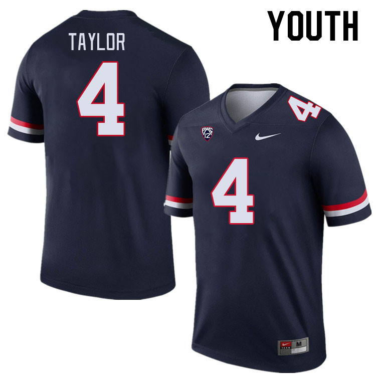 Youth #4 Isaiah Taylor Arizona Wildcats College Football Jerseys Stitched-Navy - Click Image to Close